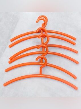 Vintage Lucite Orange Matte Hangers By InterDesign MCM Long- Set Of 6